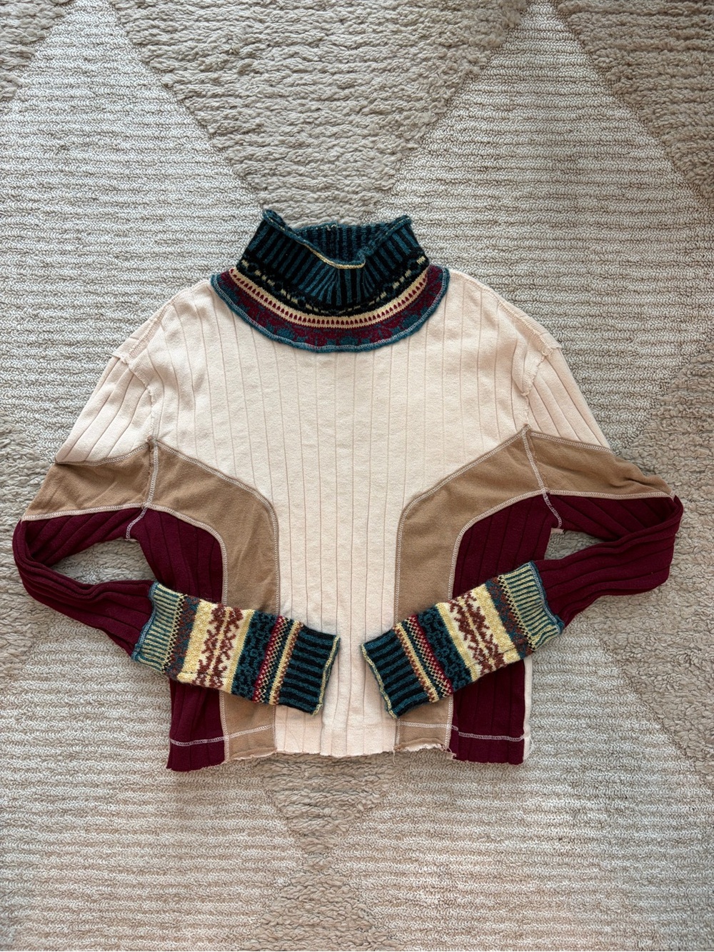 Free People Colorblock Turtleneck Sweater